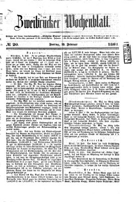 Zweibrücker Wochenblatt Freitag 15. Februar 1861