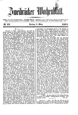 Zweibrücker Wochenblatt Freitag 8. März 1861