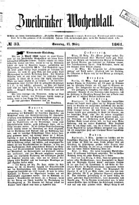 Zweibrücker Wochenblatt Sonntag 17. März 1861