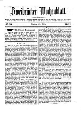 Zweibrücker Wochenblatt Freitag 29. März 1861