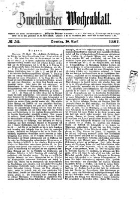 Zweibrücker Wochenblatt Dienstag 30. April 1861