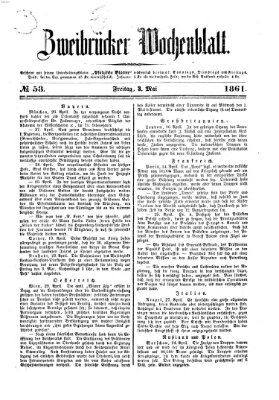 Zweibrücker Wochenblatt Freitag 3. Mai 1861