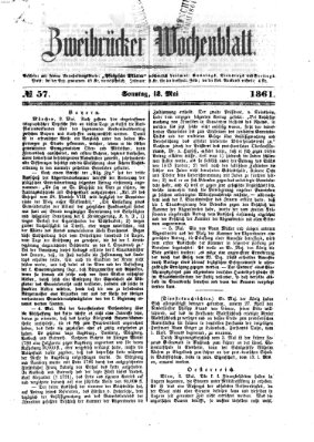 Zweibrücker Wochenblatt Sonntag 12. Mai 1861