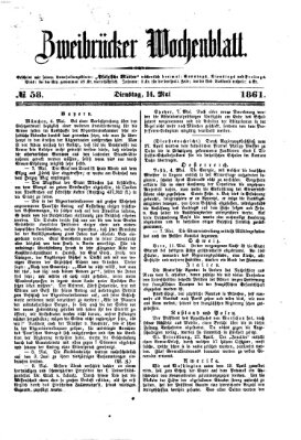 Zweibrücker Wochenblatt Dienstag 14. Mai 1861