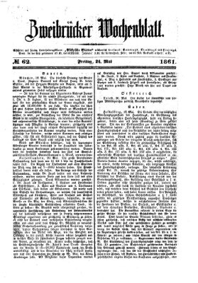 Zweibrücker Wochenblatt Freitag 24. Mai 1861