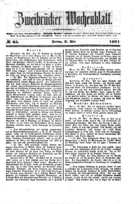 Zweibrücker Wochenblatt Freitag 31. Mai 1861