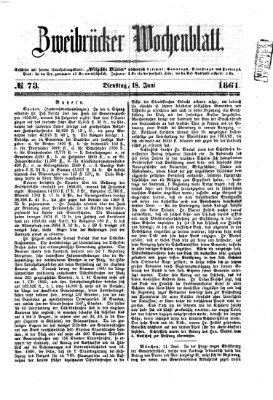 Zweibrücker Wochenblatt Dienstag 18. Juni 1861