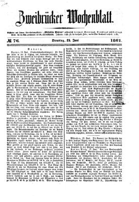 Zweibrücker Wochenblatt Dienstag 25. Juni 1861