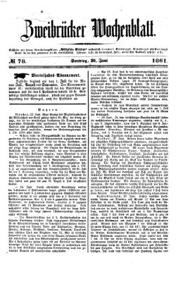 Zweibrücker Wochenblatt Sonntag 30. Juni 1861