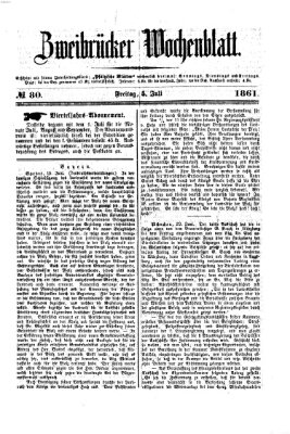 Zweibrücker Wochenblatt Freitag 5. Juli 1861