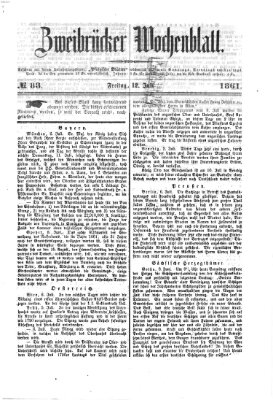 Zweibrücker Wochenblatt Freitag 12. Juli 1861