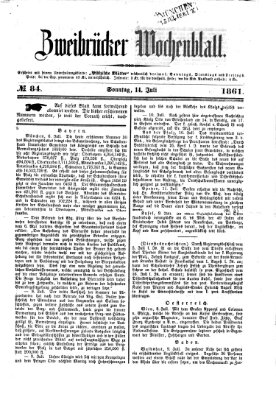 Zweibrücker Wochenblatt Sonntag 14. Juli 1861