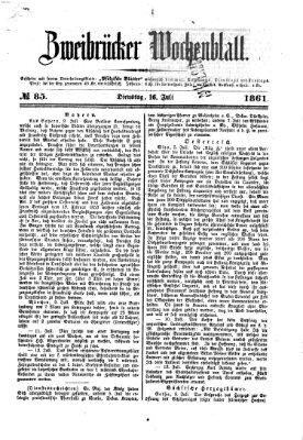 Zweibrücker Wochenblatt Dienstag 16. Juli 1861