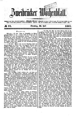 Zweibrücker Wochenblatt Dienstag 30. Juli 1861