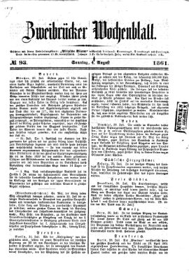 Zweibrücker Wochenblatt Sonntag 4. August 1861