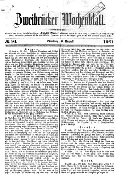 Zweibrücker Wochenblatt Dienstag 6. August 1861