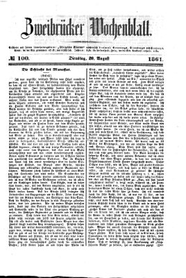 Zweibrücker Wochenblatt Dienstag 20. August 1861