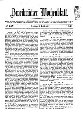 Zweibrücker Wochenblatt Freitag 6. September 1861