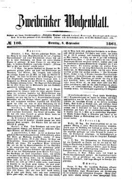 Zweibrücker Wochenblatt Sonntag 8. September 1861