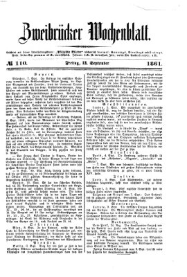 Zweibrücker Wochenblatt Freitag 13. September 1861