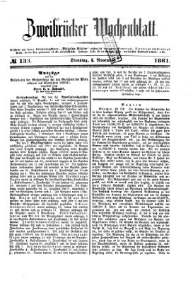 Zweibrücker Wochenblatt Dienstag 5. November 1861