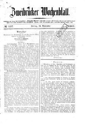 Zweibrücker Wochenblatt Freitag 15. November 1861