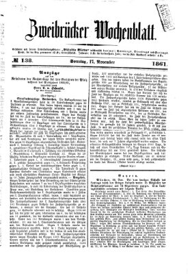 Zweibrücker Wochenblatt Sonntag 17. November 1861