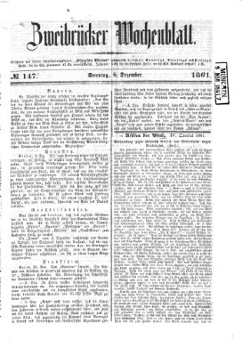 Zweibrücker Wochenblatt Sonntag 8. Dezember 1861