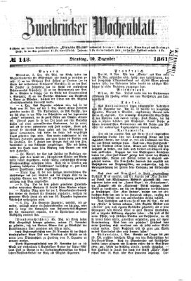 Zweibrücker Wochenblatt Dienstag 10. Dezember 1861