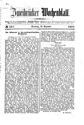 Zweibrücker Wochenblatt Dienstag 17. Dezember 1861