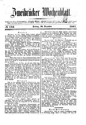 Zweibrücker Wochenblatt Freitag 20. Dezember 1861