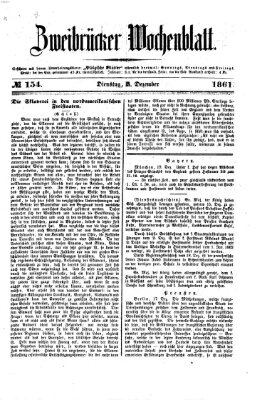 Zweibrücker Wochenblatt Dienstag 24. Dezember 1861