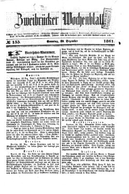 Zweibrücker Wochenblatt Sonntag 29. Dezember 1861