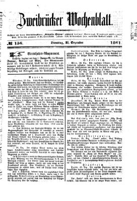 Zweibrücker Wochenblatt Dienstag 31. Dezember 1861