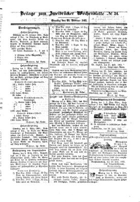 Zweibrücker Wochenblatt Sonntag 24. Februar 1861