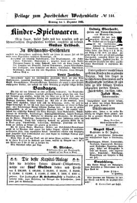 Zweibrücker Wochenblatt Sonntag 1. Dezember 1861