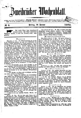 Zweibrücker Wochenblatt Freitag 10. Januar 1862