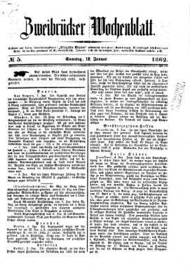 Zweibrücker Wochenblatt Sonntag 12. Januar 1862