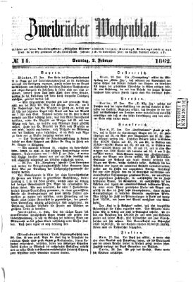 Zweibrücker Wochenblatt Sonntag 2. Februar 1862