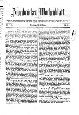 Zweibrücker Wochenblatt Freitag 14. Februar 1862