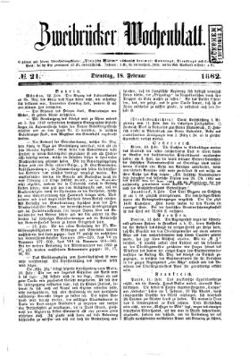 Zweibrücker Wochenblatt Dienstag 18. Februar 1862