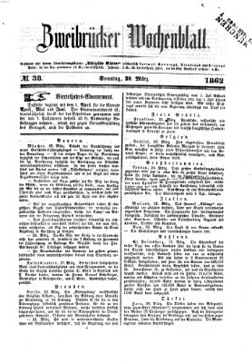 Zweibrücker Wochenblatt Sonntag 30. März 1862