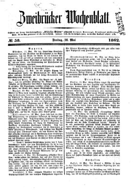 Zweibrücker Wochenblatt Freitag 16. Mai 1862