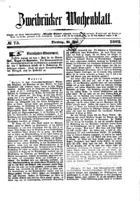 Zweibrücker Wochenblatt Dienstag 24. Juni 1862