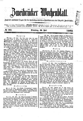 Zweibrücker Wochenblatt Dienstag 29. Juli 1862