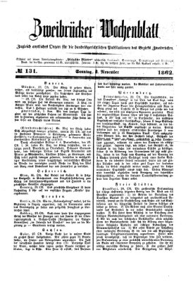 Zweibrücker Wochenblatt Sonntag 2. November 1862