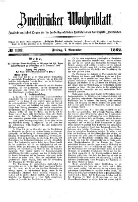 Zweibrücker Wochenblatt Freitag 7. November 1862