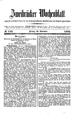 Zweibrücker Wochenblatt Freitag 28. November 1862