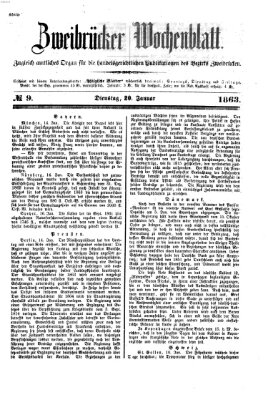 Zweibrücker Wochenblatt Dienstag 20. Januar 1863