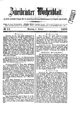 Zweibrücker Wochenblatt Sonntag 1. Februar 1863